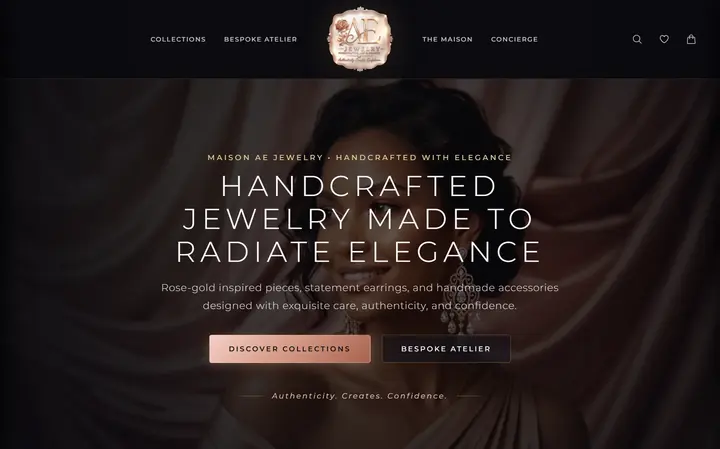AE Handcrafted Jewelry maison website design by IRMA Agency