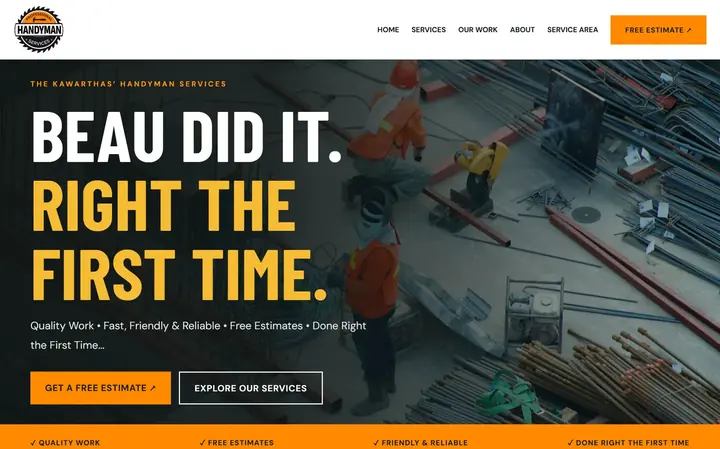 Beau Did It Handyman Services website design by IRMA Agency